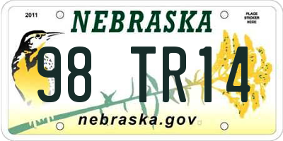 NE license plate 98TR14
