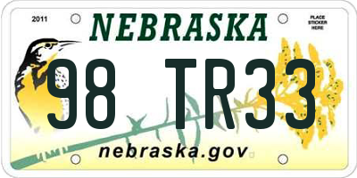 NE license plate 98TR33