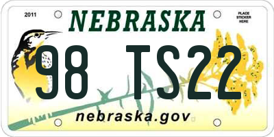 NE license plate 98TS22