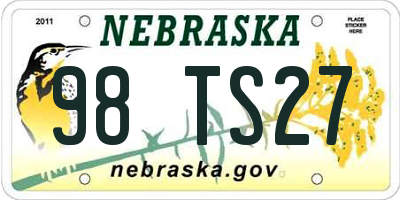 NE license plate 98TS27