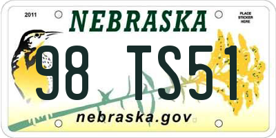 NE license plate 98TS51