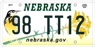 NE license plate 98TT12