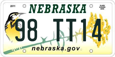 NE license plate 98TT14