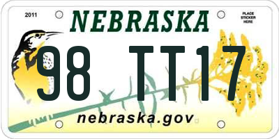 NE license plate 98TT17