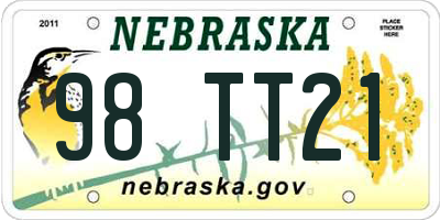 NE license plate 98TT21