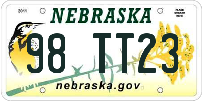 NE license plate 98TT23