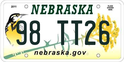 NE license plate 98TT26