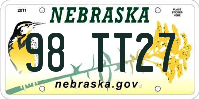 NE license plate 98TT27