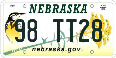 NE license plate 98TT28