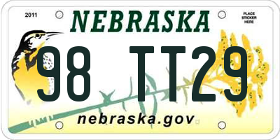 NE license plate 98TT29