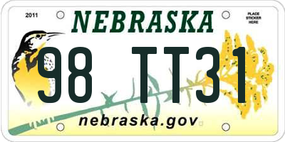NE license plate 98TT31