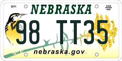 NE license plate 98TT35