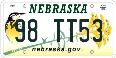 NE license plate 98TT53