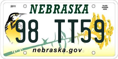 NE license plate 98TT59