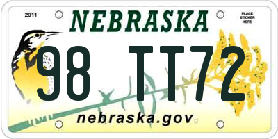 NE license plate 98TT72