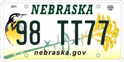 NE license plate 98TT77