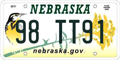 NE license plate 98TT91