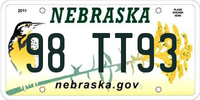 NE license plate 98TT93