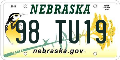 NE license plate 98TU19