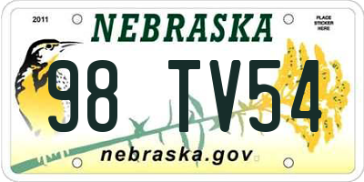 NE license plate 98TV54