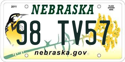 NE license plate 98TV57