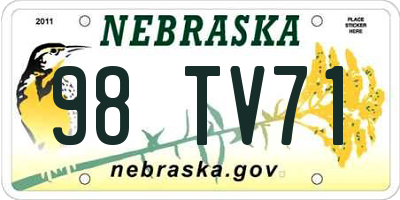 NE license plate 98TV71