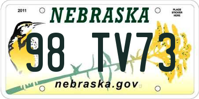 NE license plate 98TV73