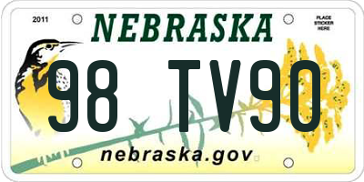 NE license plate 98TV90