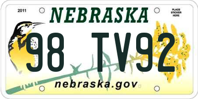 NE license plate 98TV92