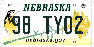 NE license plate 98TY02