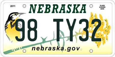NE license plate 98TY32