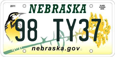 NE license plate 98TY37