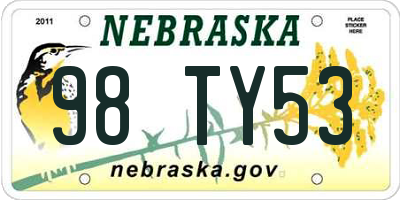 NE license plate 98TY53