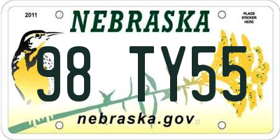 NE license plate 98TY55