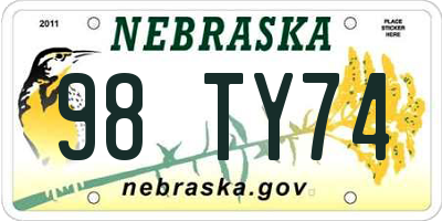 NE license plate 98TY74
