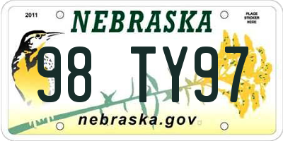 NE license plate 98TY97
