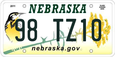 NE license plate 98TZ10