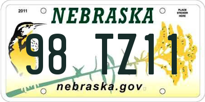NE license plate 98TZ11