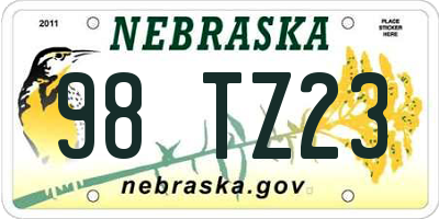 NE license plate 98TZ23