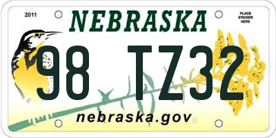 NE license plate 98TZ32