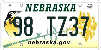 NE license plate 98TZ37