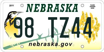 NE license plate 98TZ44