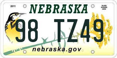 NE license plate 98TZ49