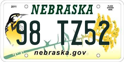 NE license plate 98TZ52