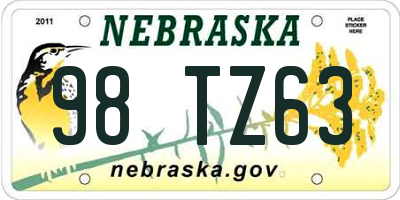 NE license plate 98TZ63