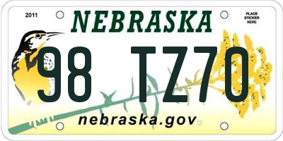 NE license plate 98TZ70