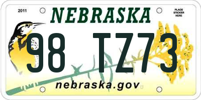 NE license plate 98TZ73