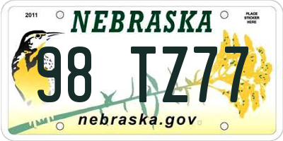 NE license plate 98TZ77