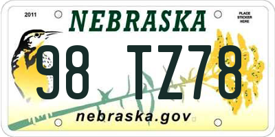 NE license plate 98TZ78