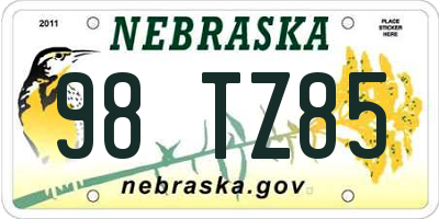 NE license plate 98TZ85